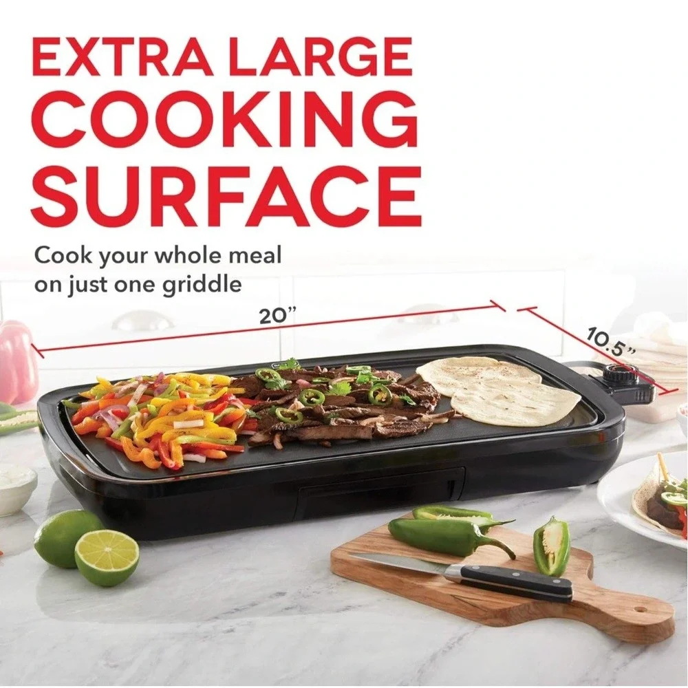 Dash Everyday Griddle Black 20 inch Electric Nonstick DEG200GBBK01 1500W